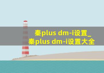 秦plus dm-i设置_秦plus dm-i设置大全